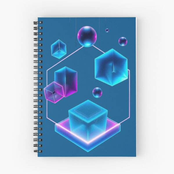 Aperçu de l'œuvre Géométrie néon flottante – Cubes holographiques lumineux 3D Art numérique créée et vendue par AlgorithmiaArt.