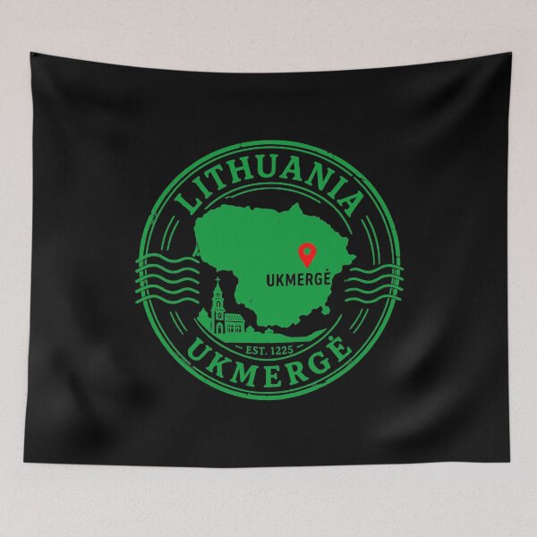 Item preview, Lithuania Ukmerge Map Stamp Green Design designed and sold by EimSol.