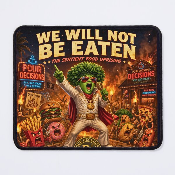 Item preview, We Will Not Be Eaten — Pour Decisions Sentient Food Uprising Art designed and sold by A Sinister Sly.