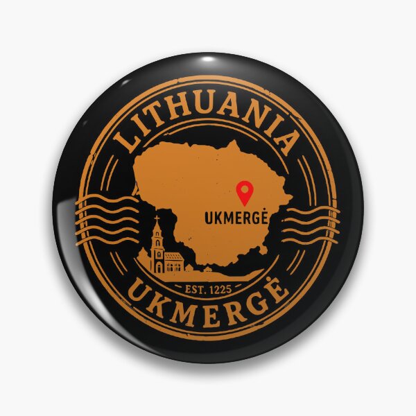 Item preview, Lithuania Ukmerge Map Stamp Orange Design designed and sold by EimSol.
