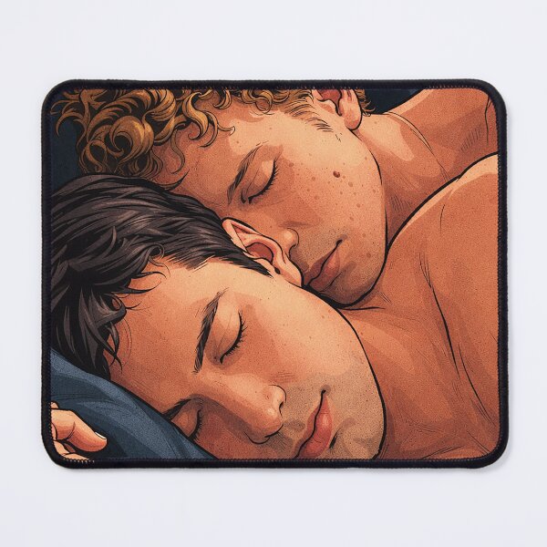 Item preview, Hudson Williams and Connor Storrie from Heated Rivalry sleeping (fan art) designed and sold by PopCultureAndStuff.