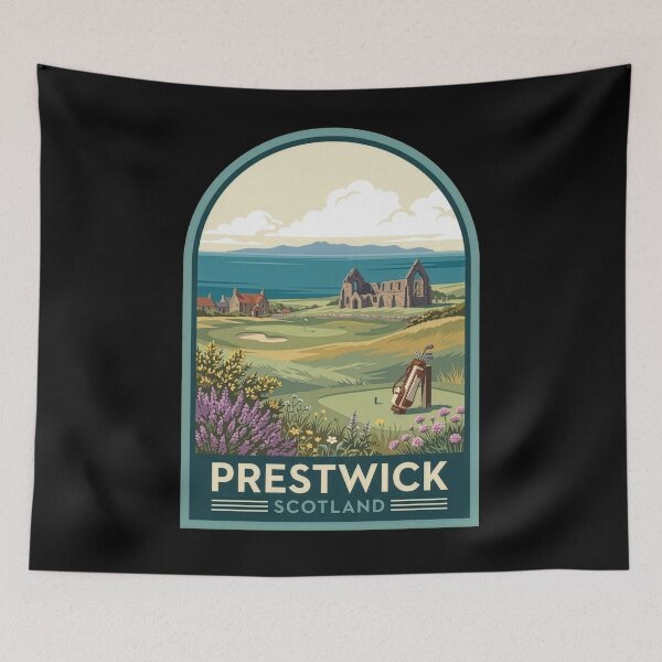 Item preview, Prestwick Scotland Golf Vintage Travel Poster - Ayrshire Coast designed and sold by Loom on the Loch.