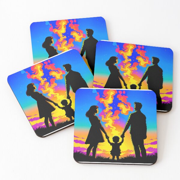 Item preview, Eternal Bond - Vibrant Family Sunset Silhouette Art designed and sold by Daniela`s shop.