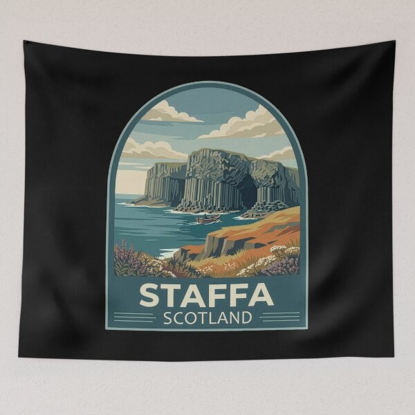 Item preview, Staffa Scotland Fingal's Cave Art - Vintage Travel Poster designed and sold by Loom on the Loch.