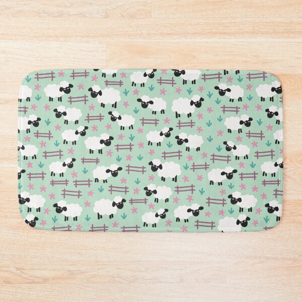 Item preview, Cute Sheep in a Field Whimsical Pastel Green Pattern designed and sold by winterpumpkin.