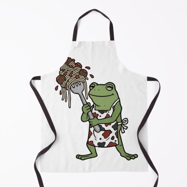Item preview, Chef Frog with Spaghetti and Meatballs Illustration designed and sold by Floomart.