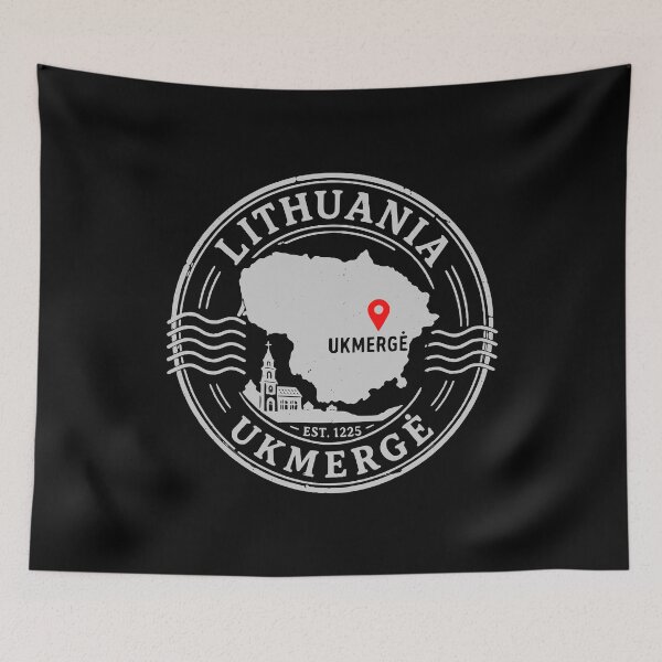 Item preview, Lithuania Ukmerge Map Stamp White Design designed and sold by EimSol.
