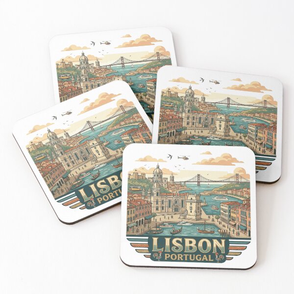 Item preview, Lisbon Portugal Retro Travel Badge - Vintage City Skyline Art designed and sold by BaliChili.
