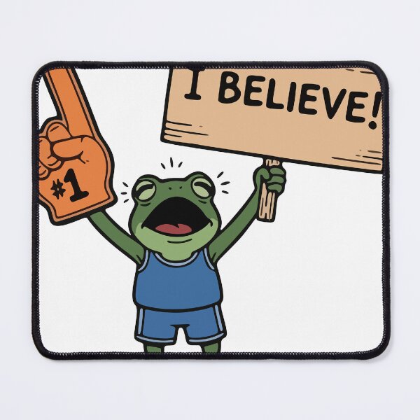 Item preview, Enthusiastic Sports Fan Frog with Foam Finger and Sign designed and sold by Floomart.