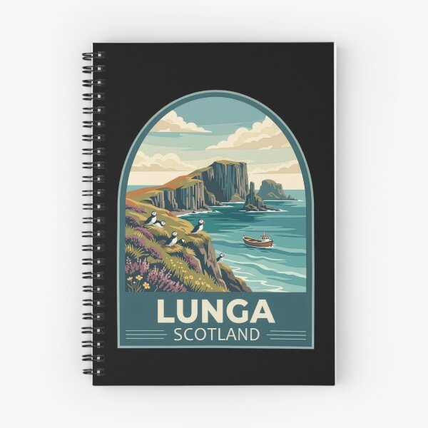 Item preview, Lunga Scotland Puffin Vintage Travel Poster - Treshnish Isles designed and sold by Loom on the Loch.