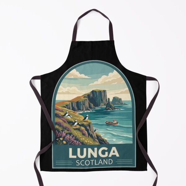 Item preview, Lunga Scotland Puffin Vintage Travel Poster - Treshnish Isles designed and sold by Loom on the Loch.