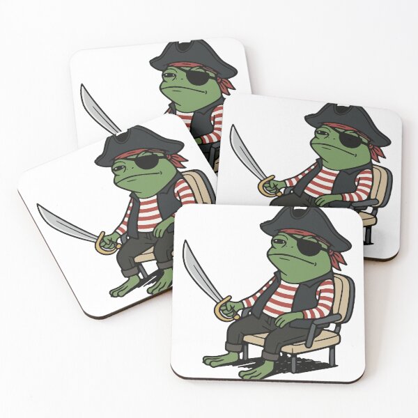 Item preview, Pirate Frog Captain with Sword and Eyepatch designed and sold by Floomart.