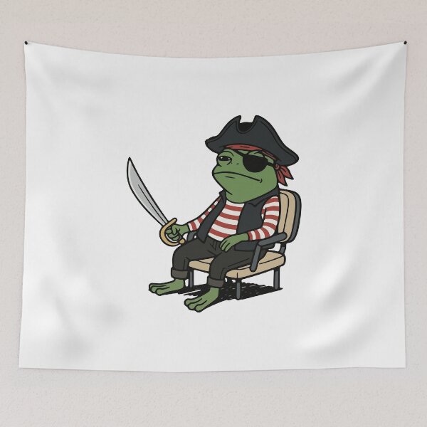 Item preview, Pirate Frog Captain with Sword and Eyepatch designed and sold by Floomart.