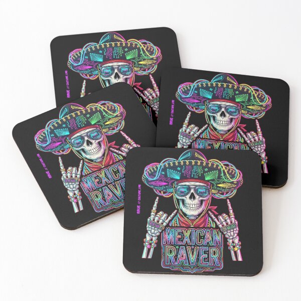 Item preview, Cyberpunk Mexican Raver Skull - Neon Charro Edition designed and sold by RaveCultureLab.