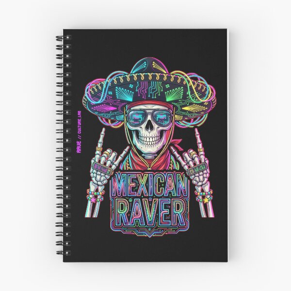 Artikelvorschau, Cyberpunk-Mexikanischer Raver-Schädel – Neon Charro Edition entworfen und verkauft von RaveCultureLab.