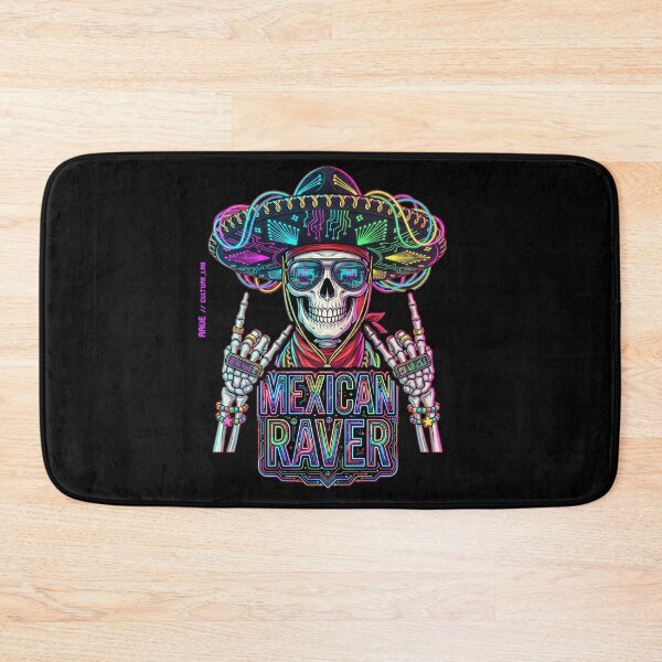 Item preview, Cyberpunk Mexican Raver Skull - Neon Charro Edition designed and sold by RaveCultureLab.