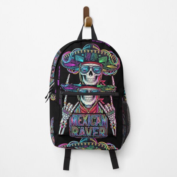 Item preview, Cyberpunk Mexican Raver Skull - Neon Charro Edition designed and sold by RaveCultureLab.
