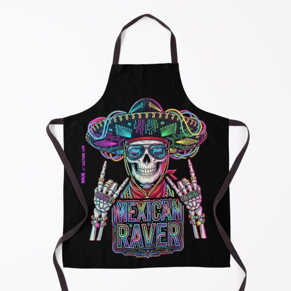 Item preview, Cyberpunk Mexican Raver Skull - Neon Charro Edition designed and sold by RaveCultureLab.
