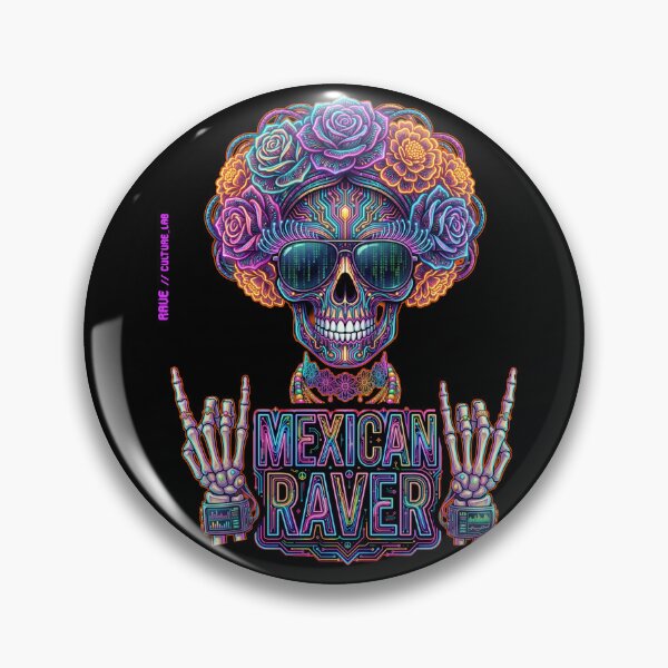 Item preview, Cyberpunk Catrina Skull - Neon Future Flora Edition designed and sold by RaveCultureLab.