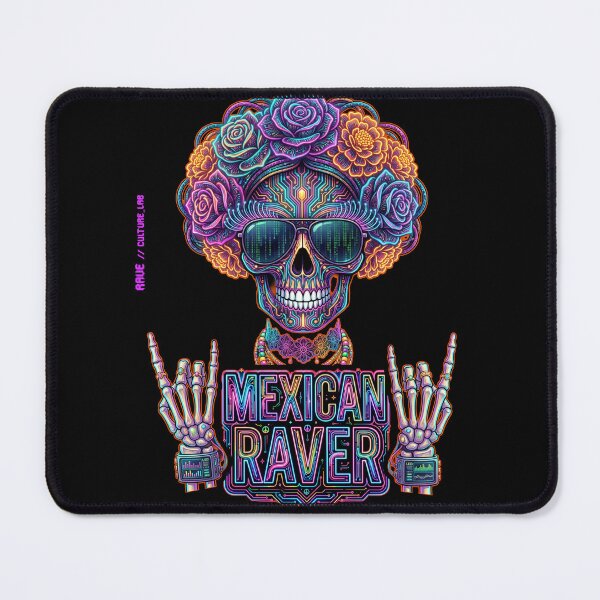 Item preview, Cyberpunk Catrina Skull - Neon Future Flora Edition designed and sold by RaveCultureLab.