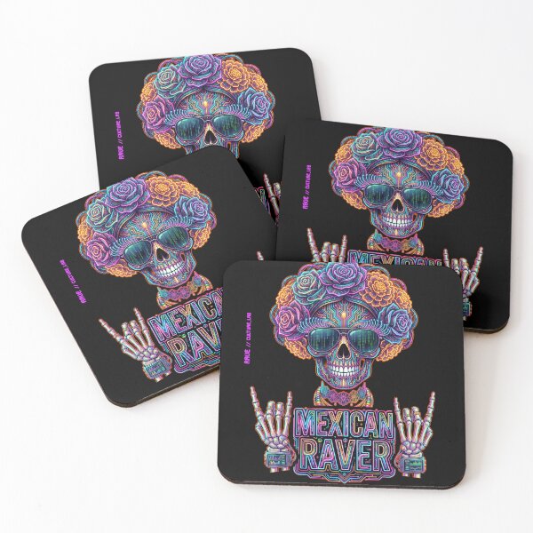 Item preview, Cyberpunk Catrina Skull - Neon Future Flora Edition designed and sold by RaveCultureLab.