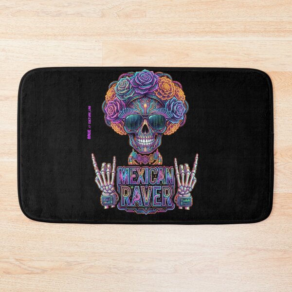 Item preview, Cyberpunk Catrina Skull - Neon Future Flora Edition designed and sold by RaveCultureLab.
