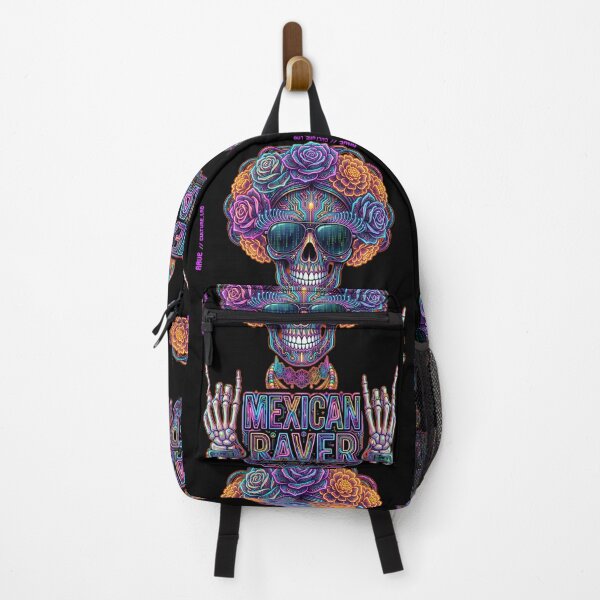 Item preview, Cyberpunk Catrina Skull - Neon Future Flora Edition designed and sold by RaveCultureLab.