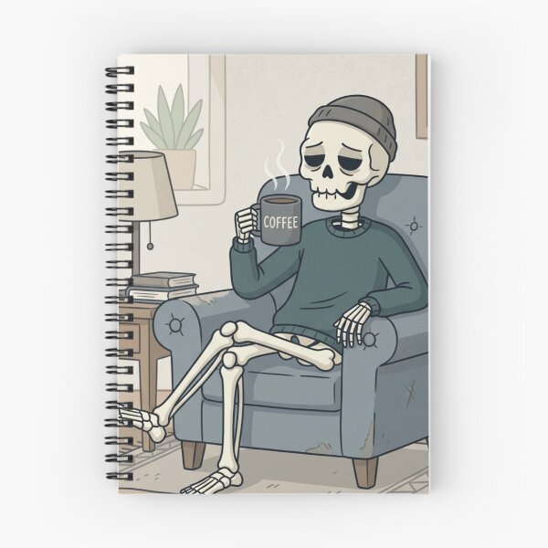 Item preview, Living the Dream Skeleton – Dark Humor Coffee & Existential Cartoon designed and sold by DeV11.