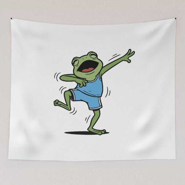 Item preview, Dancing Frog in Blue Sports Jersey Illustration designed and sold by Floomart.