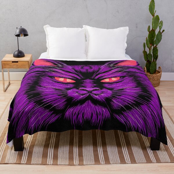 Item preview, Purple cat face with glowing pink eyes designed and sold by ChernivtsiSkoda.