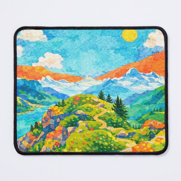 Item preview, Beautiful Summerhike in Majestic Mountain Panorama , Mixed Media Digital Collage designed and sold by SWSandraWechner.