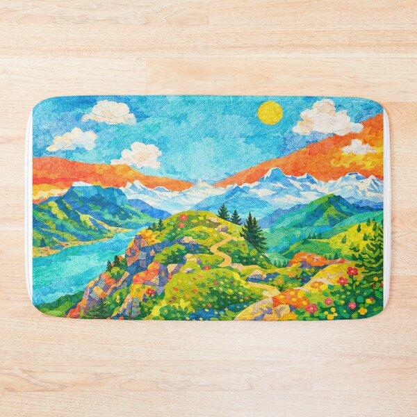 Item preview, Beautiful Summerhike in Majestic Mountain Panorama , Mixed Media Digital Collage designed and sold by SWSandraWechner.