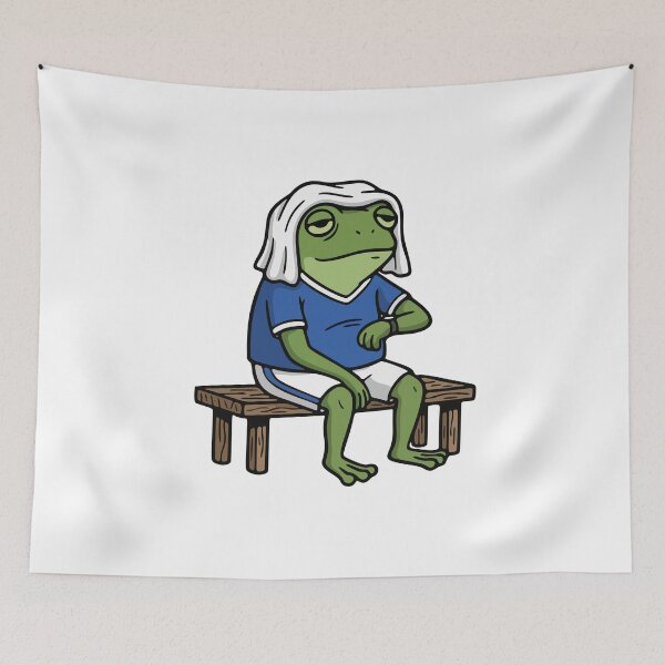 Item preview, Tired Athlete Frog Sitting on Bench Illustration designed and sold by Floomart.