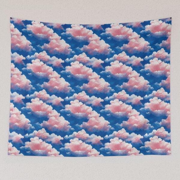 Item preview, Dreamy Pink Watercolor Clouds Blue Sky Aesthetic designed and sold by NicolasGlowArt.