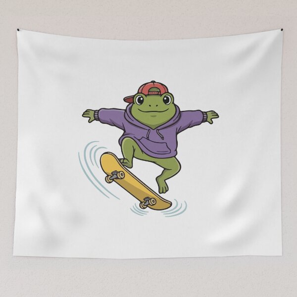 Item preview, Skater Frog in Hoodie and Snapback Illustration designed and sold by Floomart.