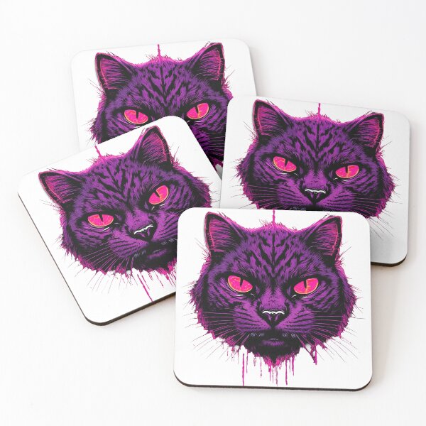 Item preview, Purple cat face with glowing pink eyes designed and sold by ChernivtsiSkoda.
