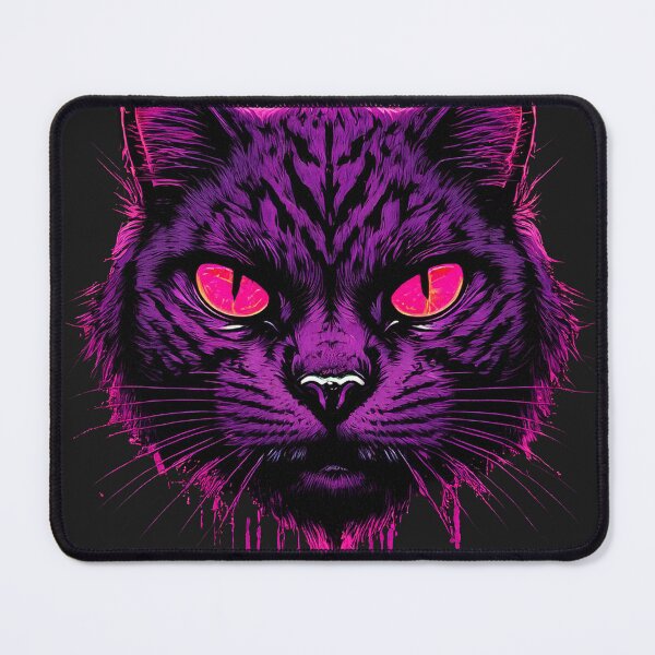 Item preview, Purple cat face with glowing pink eyes designed and sold by ChernivtsiSkoda.