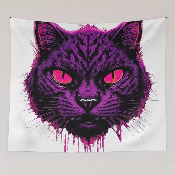 Item preview, Purple cat face with glowing pink eyes designed and sold by ChernivtsiSkoda.