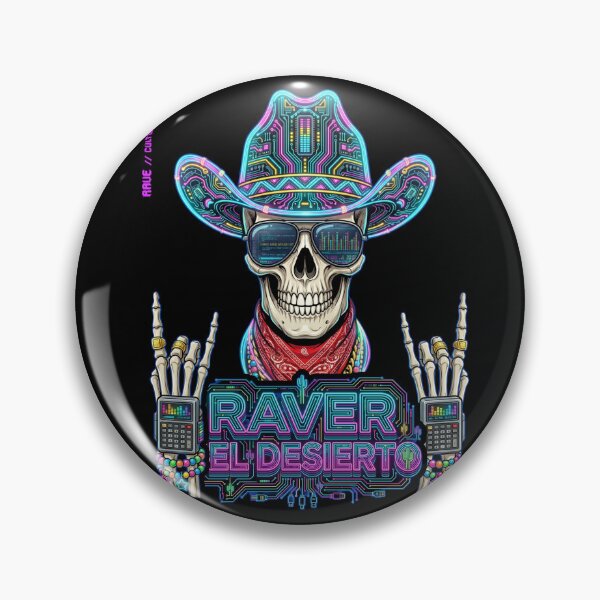 Item preview, Desert Raver Skull - Cyber Cowboy Neon Edition designed and sold by RaveCultureLab.