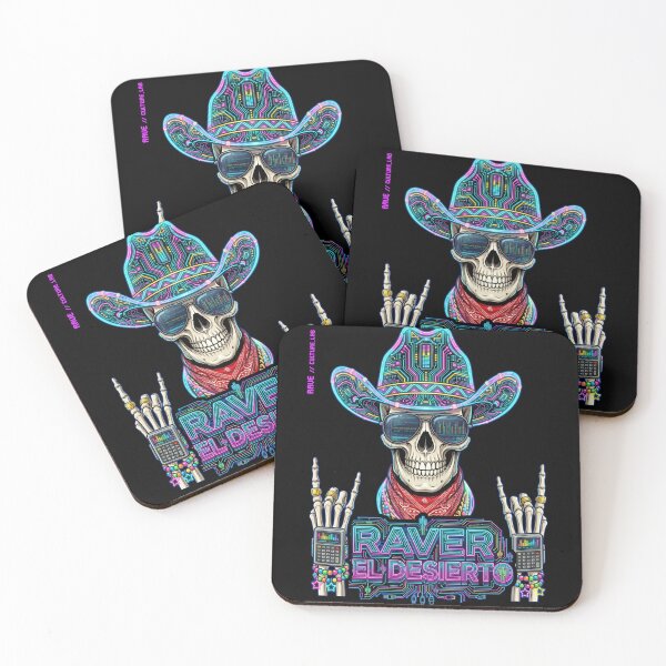 Item preview, Desert Raver Skull - Cyber Cowboy Neon Edition designed and sold by RaveCultureLab.