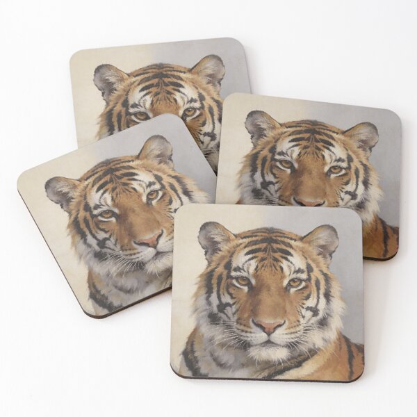 Item preview, Tiger Portrait – Minimal Neutral Wildlife Wall Art Print designed and sold by QuietCanvasArtworks.