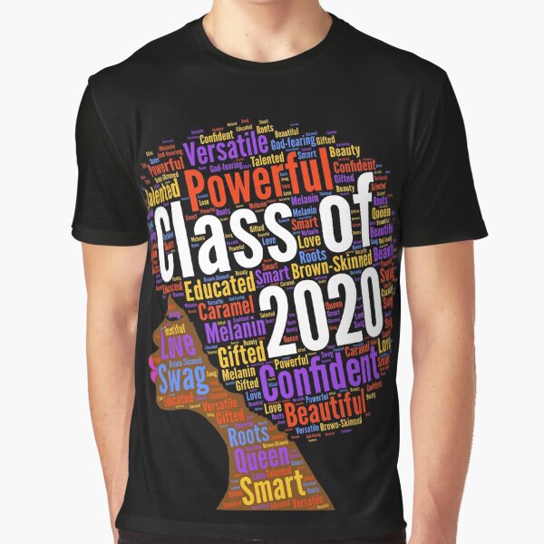Class of 2020 Words in Afro Natural Hair Graphic T-Shirt