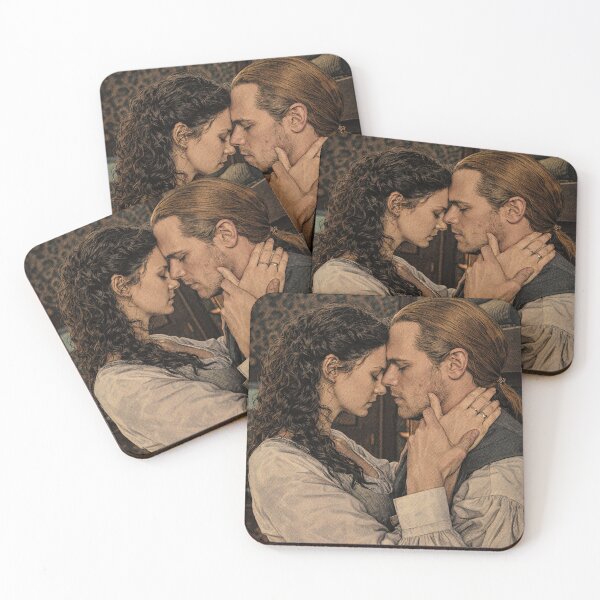 Item preview, Sam Heughan and Caitriona Balfe from the Outlander series kissing (fan art) designed and sold by PopCultureAndStuff.