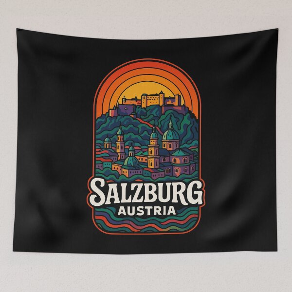Item preview, Salzburg Austria Europe Retro Trippy designed and sold by TomFrontierArt.