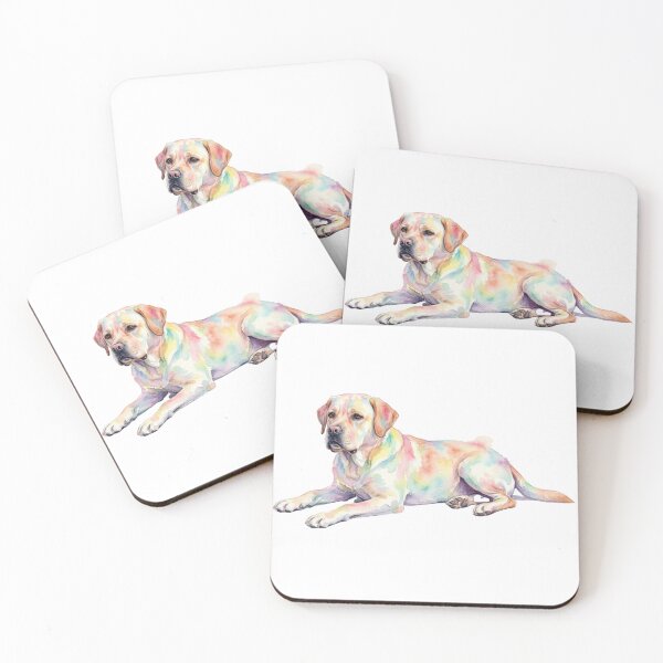 Item preview, labrador retriever rainbow colorful lying down vibrant designed and sold by Prints by Mat.