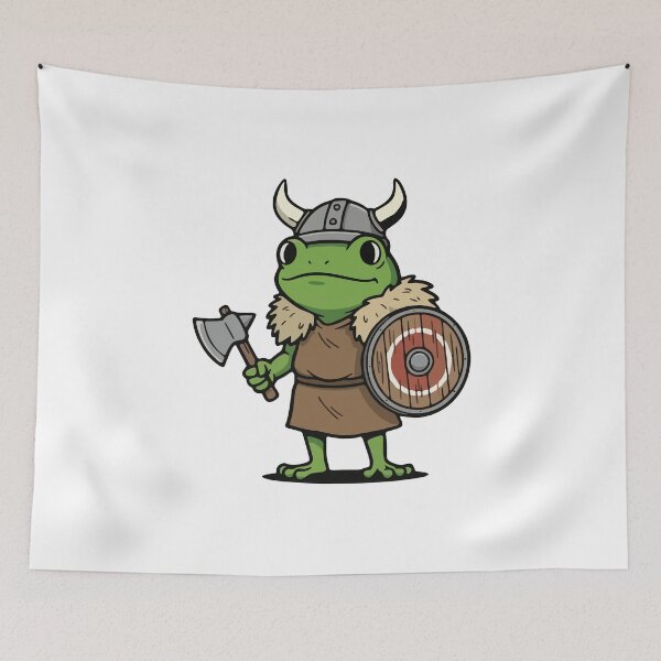 Item preview, Viking Warrior Frog with Axe and Shield Illustration designed and sold by Floomart.