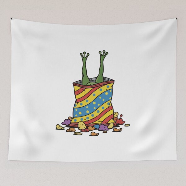 Item preview, Funny Frog Diving into Potato Chip Bag Illustration designed and sold by Floomart.