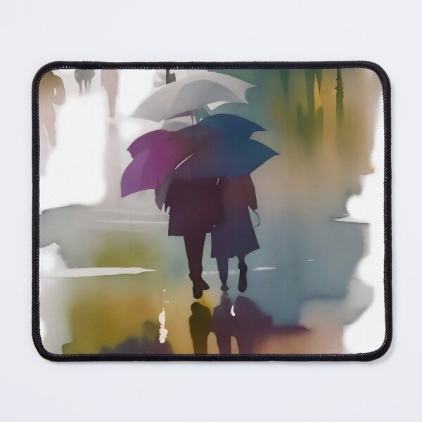Item preview, Rainy City Romance Watercolor Silhouette designed and sold by Serene Strokes Art.