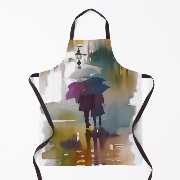 Item preview, Rainy City Romance Watercolor Silhouette designed and sold by Serene Strokes Art.