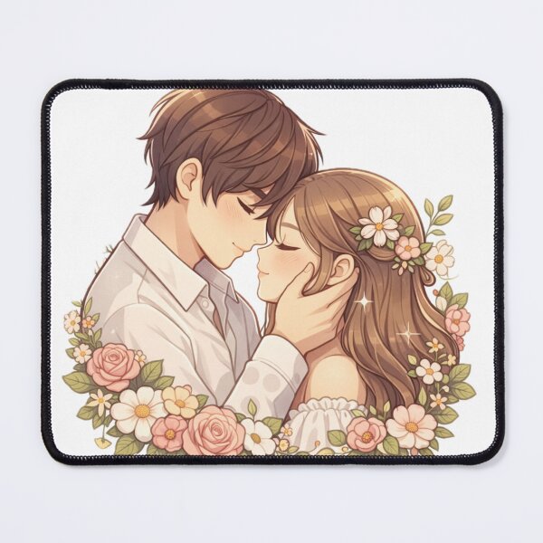 Item preview, Romantic Anime Couple Sticker - Soft Floral Love Kawaii Aesthetic designed and sold by FluffiPopo.